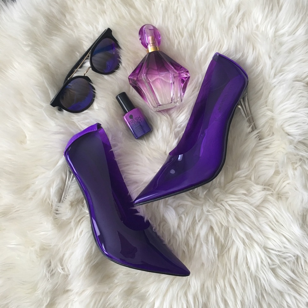 !!!SIZE 10 & 11!!! Purple Perspex Cinderella Heels - Picture 2 of 8
